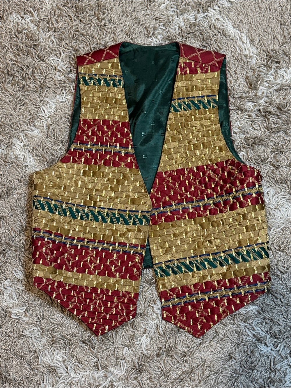 Vintage Woven Pattern Vest Great for Holidays!
One Size